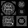 Set Lettering inscription sign element card Vector Black Friday. Big Sale Design Hand drawn white illustration on