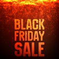 Vector Black Friday Sale background with shining sparks falling down. Vector illustration on dark red background.