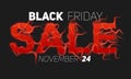 Vector Black Friday Sale text with red fire flames background. Wavy threads from red letters. Hot Black friday sale Royalty Free Stock Photo