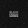 Vector Black Friday Sale web banner on binary code dark background. Online web shopping data concept. Computer numbers 1,0. Analog