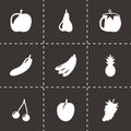 Vector black fruit and vegetables icons set Royalty Free Stock Photo