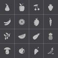 Vector black fruits and vegetables icons set Royalty Free Stock Photo