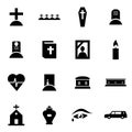 Vector black funeral icon set