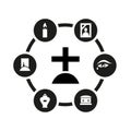 Vector black funeral icon set