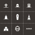 Vector black funeral icons set