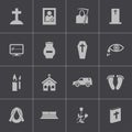 Vector black funeral icons set