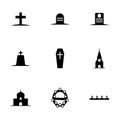 Vector black funeral icons set