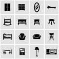 Vector black furniture icon set