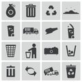 Vector black garbage icons