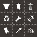 Vector black garbage icons set Royalty Free Stock Photo