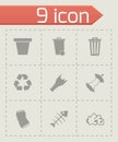 Vector black garbage icons set Royalty Free Stock Photo