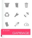 Vector black garbage icons set Royalty Free Stock Photo