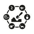 Vector black gardening icon set