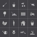 Vector black gardening icons set Royalty Free Stock Photo