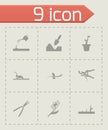 Vector black gardening icons set