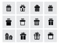 Vector black gift icon set on white Royalty Free Stock Photo