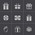 Vector black gift icons set Royalty Free Stock Photo