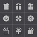 Vector black gift icons set