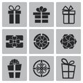 Vector black gift icons set Royalty Free Stock Photo