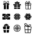Vector black gift icons set Royalty Free Stock Photo