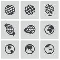 Vector black globe icons set