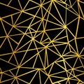 Vector Black and Gold Foil Geometric Mosaic Triangles Repeat Seamless Pattern Background. Can Be Used For Fabric