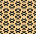 Vector black and gold geometric floral seamless pattern. Royalty Free Stock Photo