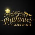 Vector on black graduations background congratulations graduates 2018 class