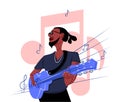 Vector black guitarist in shadow of sharp lines style