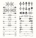 Vector Black Hand Drawn Dividers, Arrows, Swirls Royalty Free Stock Photo