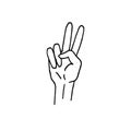 Vector black hand drawn doodle sketch peace sign Royalty Free Stock Photo