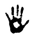 Vector black handprint, isolated on white background for art, detst. Royalty Free Stock Photo