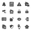 Vector black home security icons set Royalty Free Stock Photo