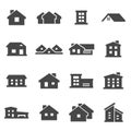 Vector black house icons set