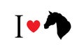 Vector black i love horse head silhouette print Royalty Free Stock Photo