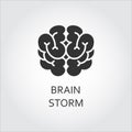 Vector black icon brain in flat style. Brainstorm concept logo.