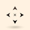 Vector Icon - Four Way Arrows. Cross of Arrows.