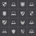 Vector black icon shield icons set Royalty Free Stock Photo