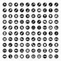 100 vector black industry icons set vector construction industrial sign. Royalty Free Stock Photo