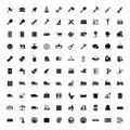 100 vector black industry icons set vector construction industrial sign. Royalty Free Stock Photo