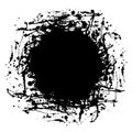 Vector black ink blot with brush strokes, on the white background. Royalty Free Stock Photo