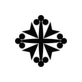 Vector black isolated icon of a beautiful medieval knight christian cross Royalty Free Stock Photo