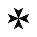 Vector black isolated icon of the cross of Malta