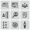 Vector black job search icons set