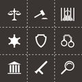 Vector black justice icons set Royalty Free Stock Photo