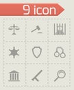 Vector black justice icons set Royalty Free Stock Photo