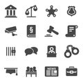 Vector black justice icons set Royalty Free Stock Photo