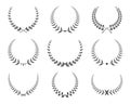 Vector black laurel wreaths icons set Royalty Free Stock Photo