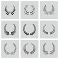 Vector black laurel wreaths icons set Royalty Free Stock Photo