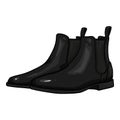 Vector Black Leather Shoes. Classic Chelsea Boots